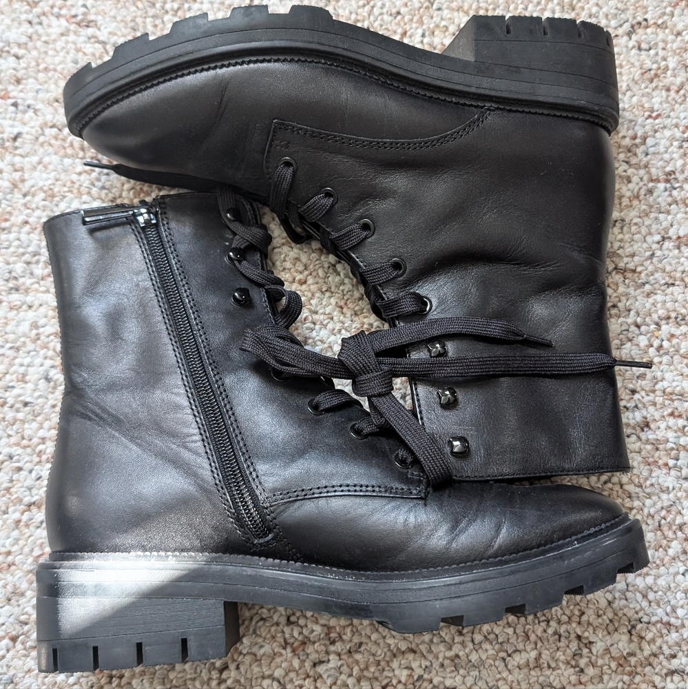 Black Leather Combat Boots